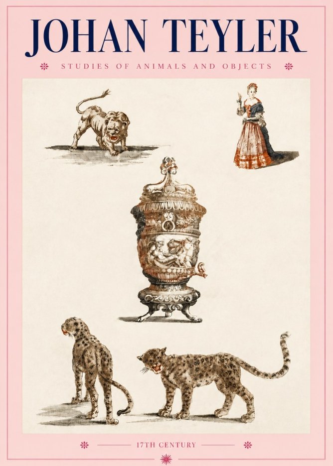 Johan Teyler Studies of Animals and Objects No4 - Poster