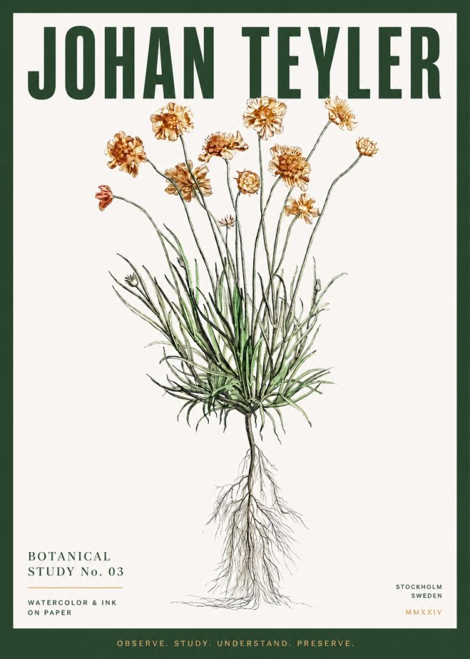 Johan Teyler Botanical Study No. 01 No3 - Poster