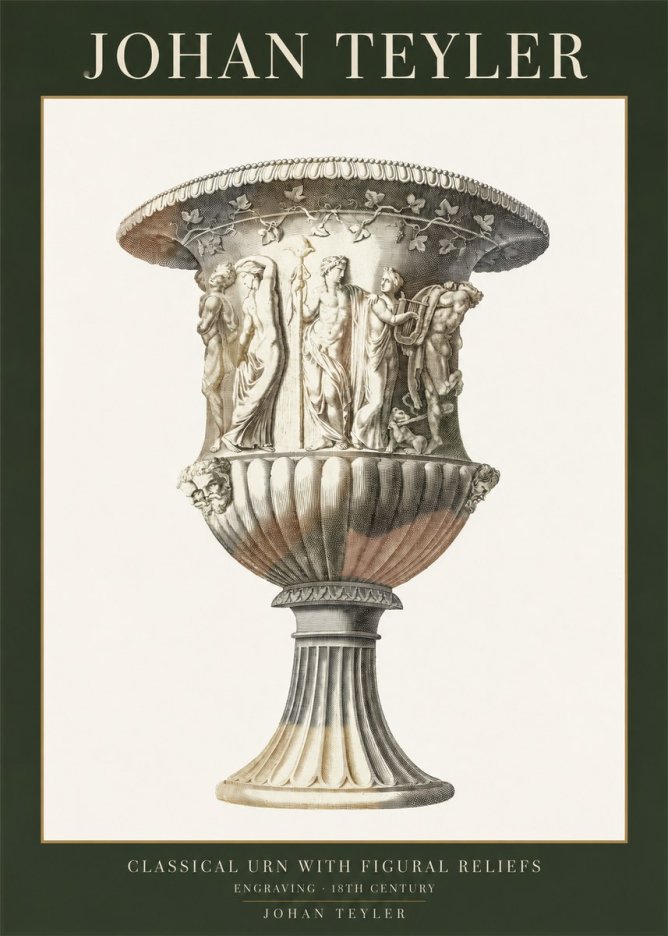 Johan Teyler Classical Urn with Figural Reliefs II No1 - Poster