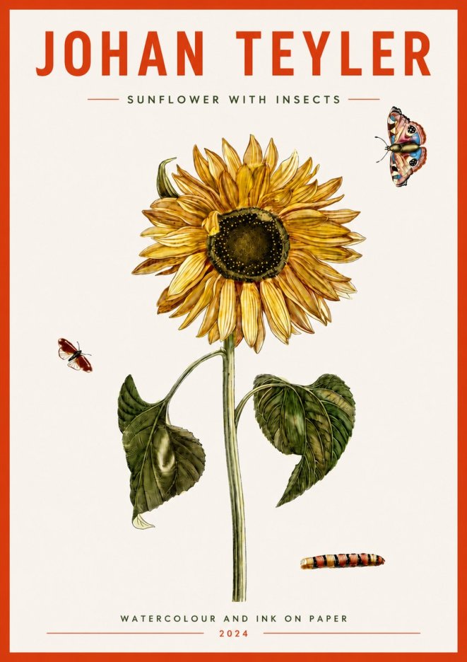 Johan Teyler Sunflower with Insects No4 - Poster