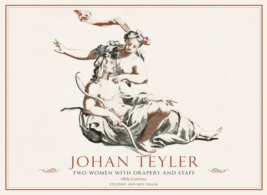 Johan Teyler Two Women with Drapery and Staff No1 - Poster