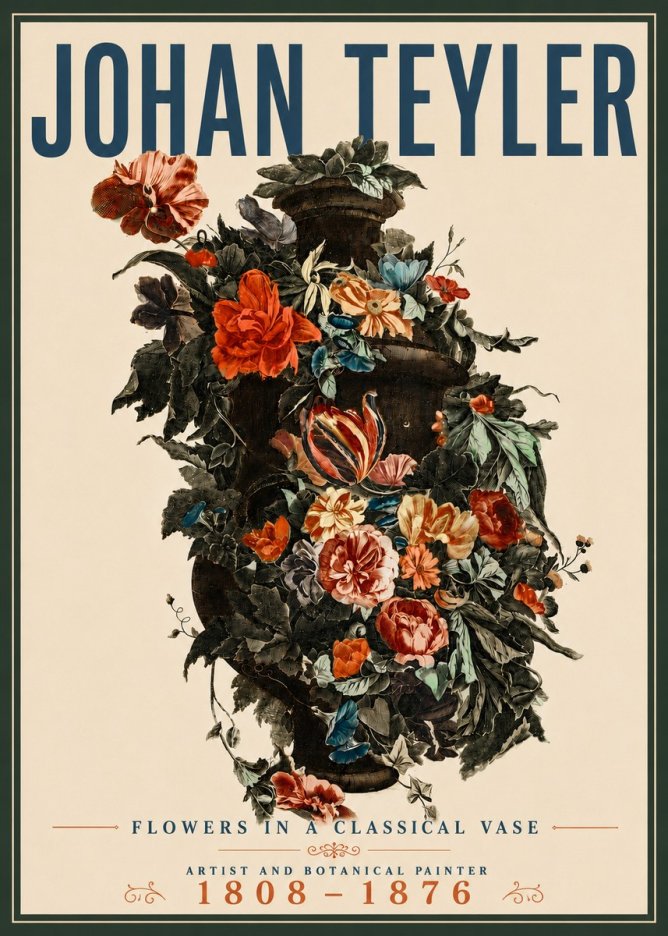 Johan Teyler Flowers in a Classical Vase No5 - Poster