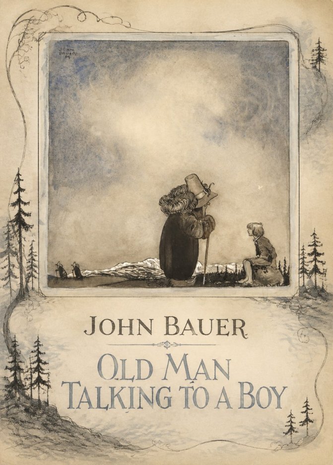 John Bauer Old Man Talking to a Boy No2 - Poster