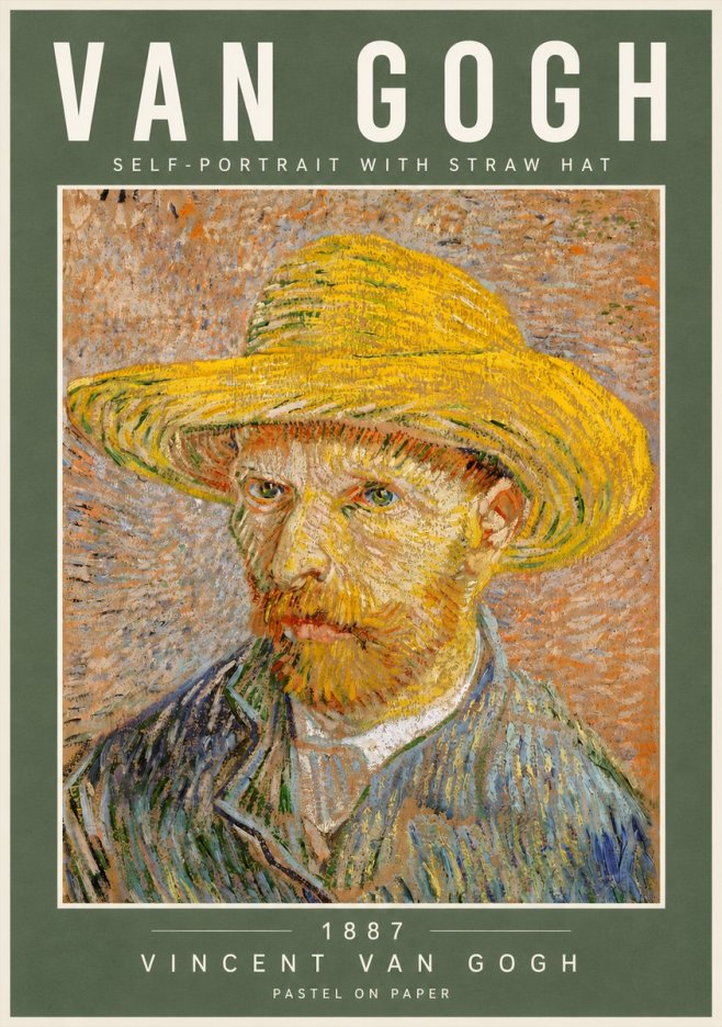 Van Gogh Self-portrait with Straw Hat I No5 - Poster