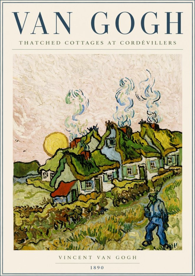 Van Gogh Cottages with Thatched Roofs No6 - Poster