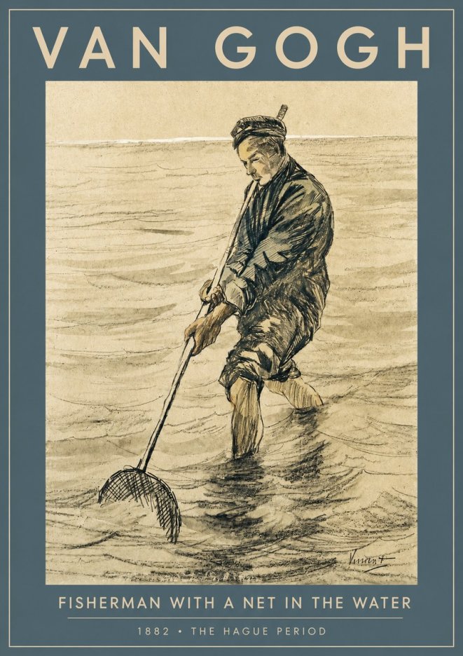 Van Gogh Fisherman with Net No3 - Poster