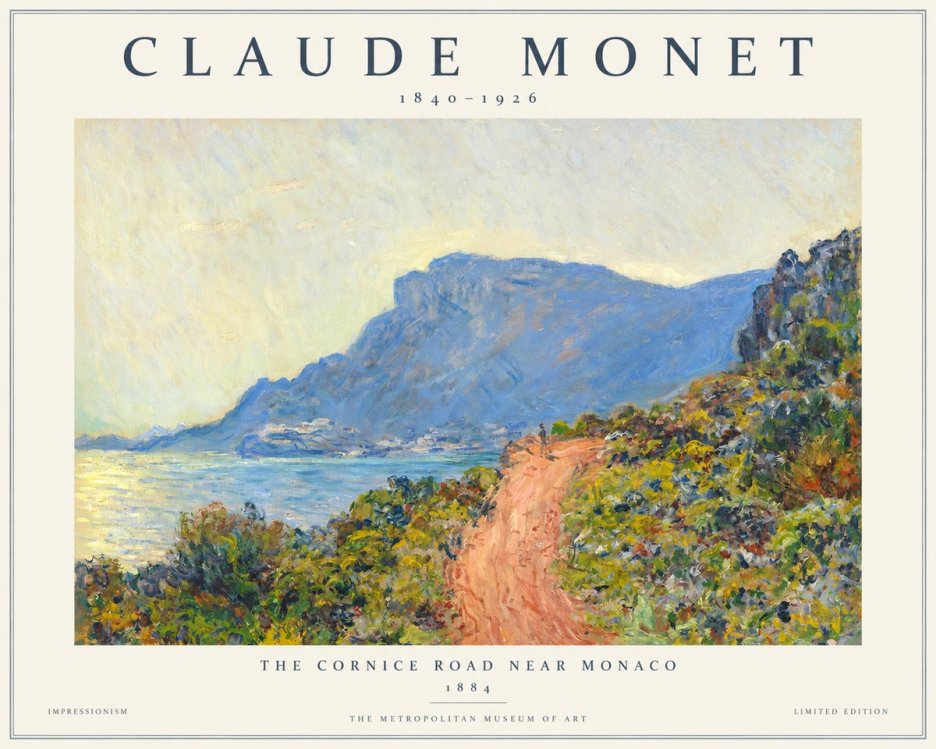 Monet The Cornice Road Near Monaco No1 - Poster