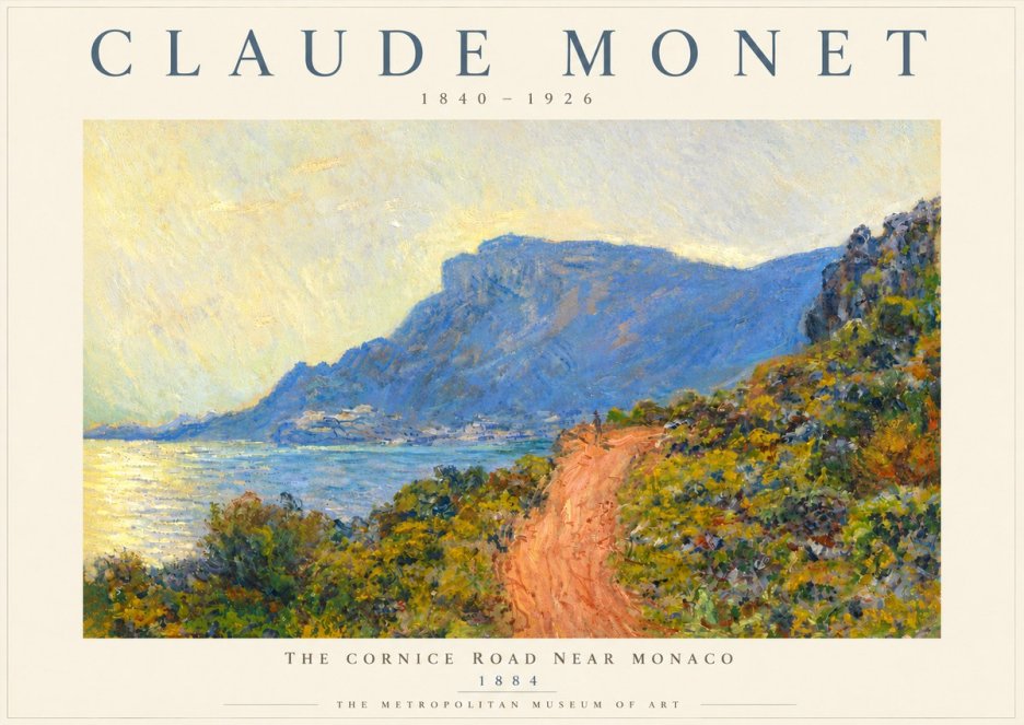 Monet The Cornice Road Near Monaco No5 - Poster