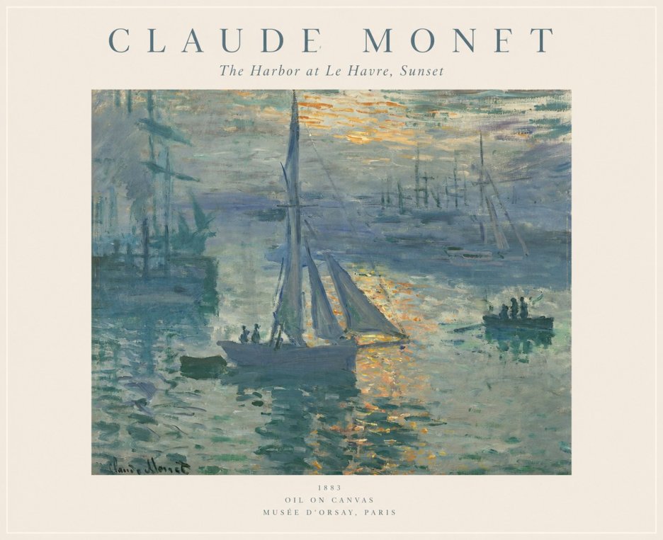 Monet The Harbor at Le Havre, Sunset No1 - Poster