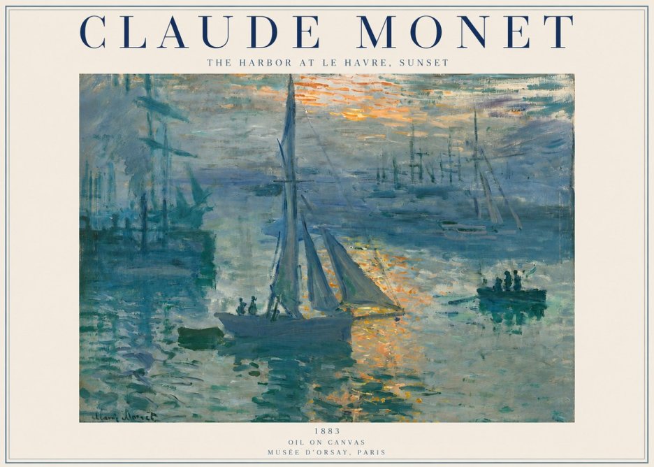 Monet The Harbor at Le Havre, Sunset No2 - Poster