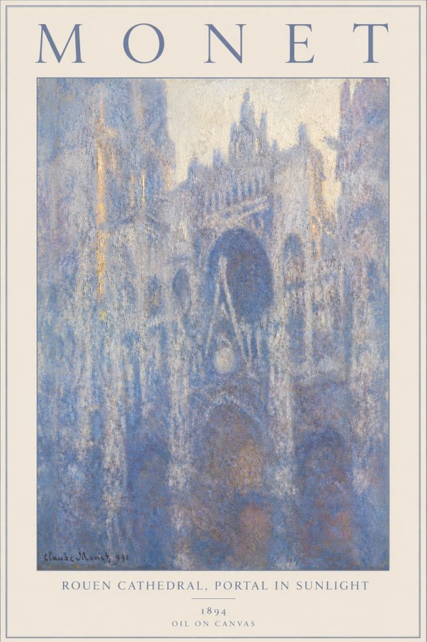 Monet Rouen Cathedral, Portal in Sunlight No6 - Poster