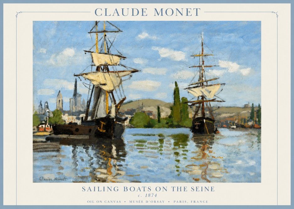 Monet Sailing Boats on the Seine No2 - Poster