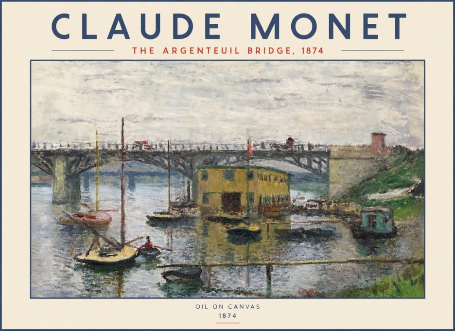 Monet The Argenteuil Bridge No4 - Poster