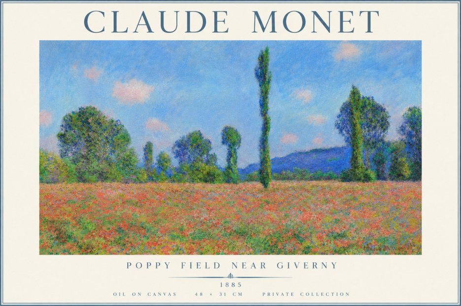 Monet Poppy Field Near Giverny No4 - Poster
