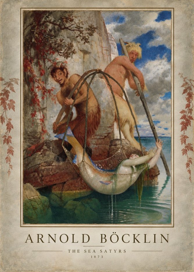 Arnold Böcklin Zwei Fischende Pane No6 - Poster