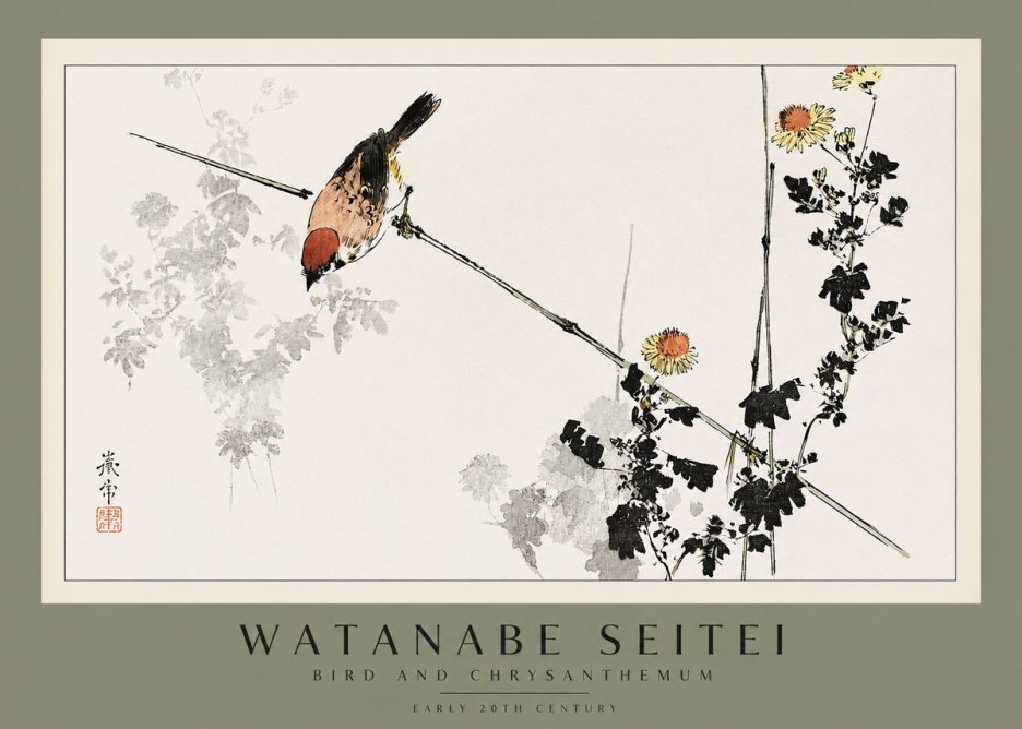 Watanabe Seitei Bird and Chrysanthemum No2 - Poster