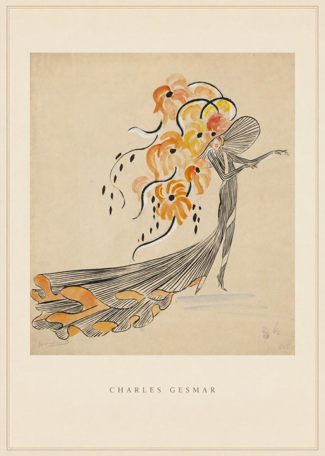 Charles Gesmar Lady with Floral Headdress No3 - Poster