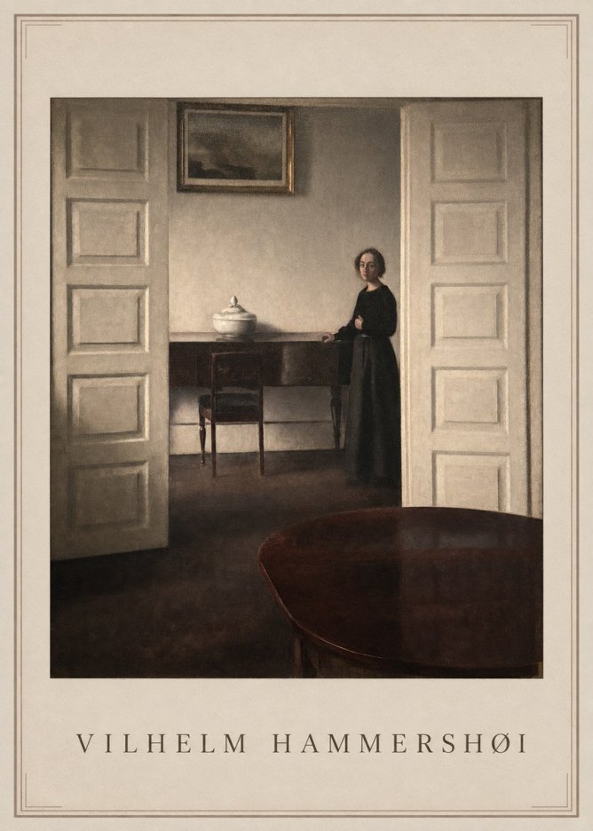 Vilhelm Hammershøi Interior with a Standing Woman No1 - Poster