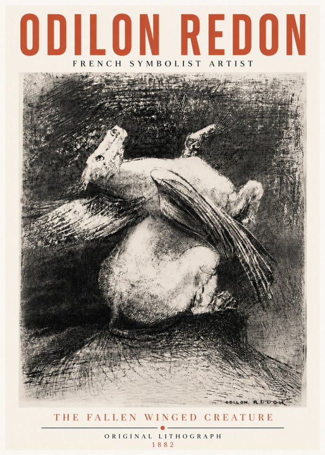 Odilon Redon The Fallen Winged Creature No5 - Poster
