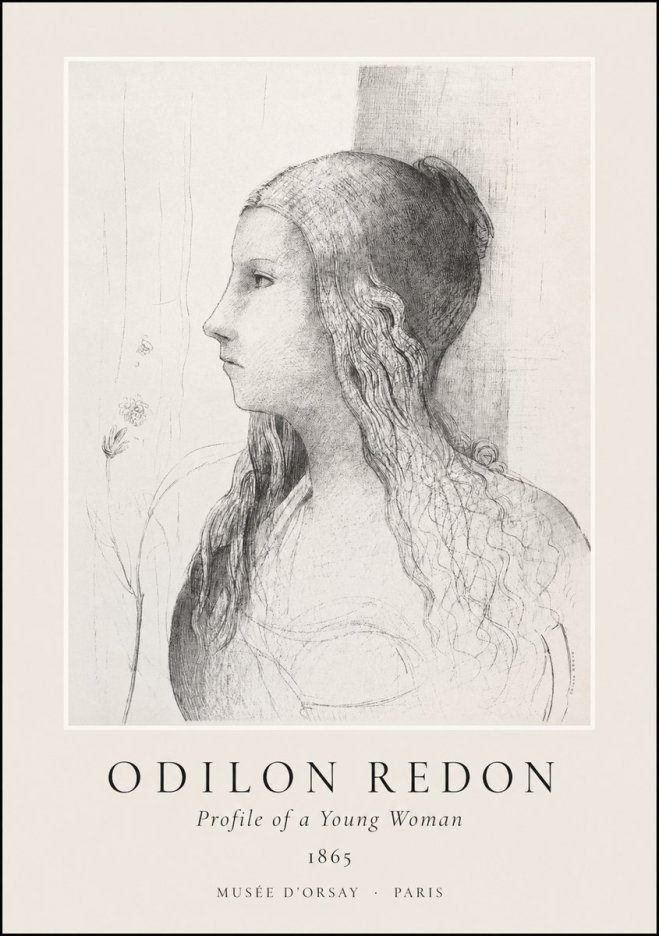 Odilon Redon Profile of a Young Woman No1 - Poster