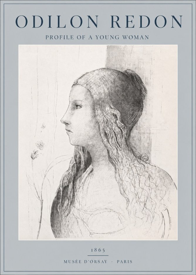 Odilon Redon Profile of a Young Woman No2 - Poster
