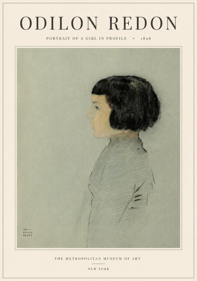 Odilon Redon Portrait of a Girl in Profile No5 - Poster