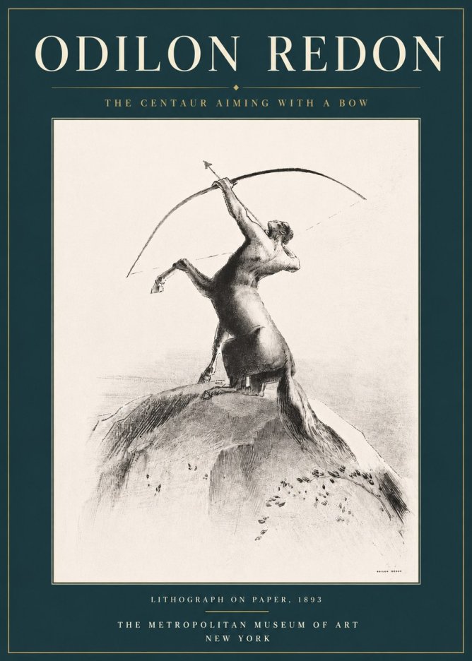 Odilon Redon The Centaur Aiming with a Bow No4 - Poster