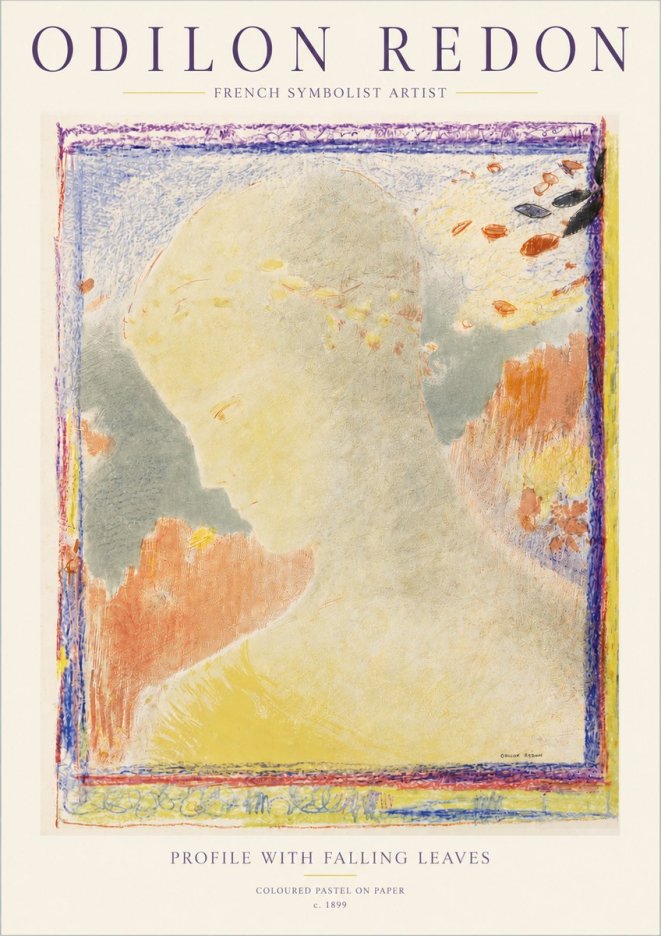 Odilon Redon Profile with Falling Leaves No3 - Poster