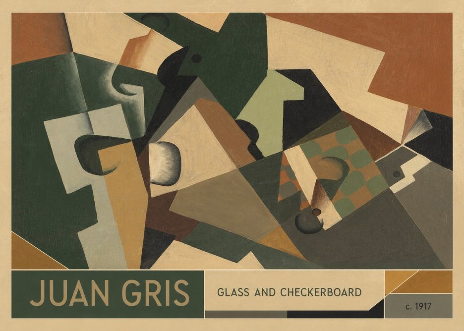 Juan Gris Glass and Checkerboard No2 - Poster