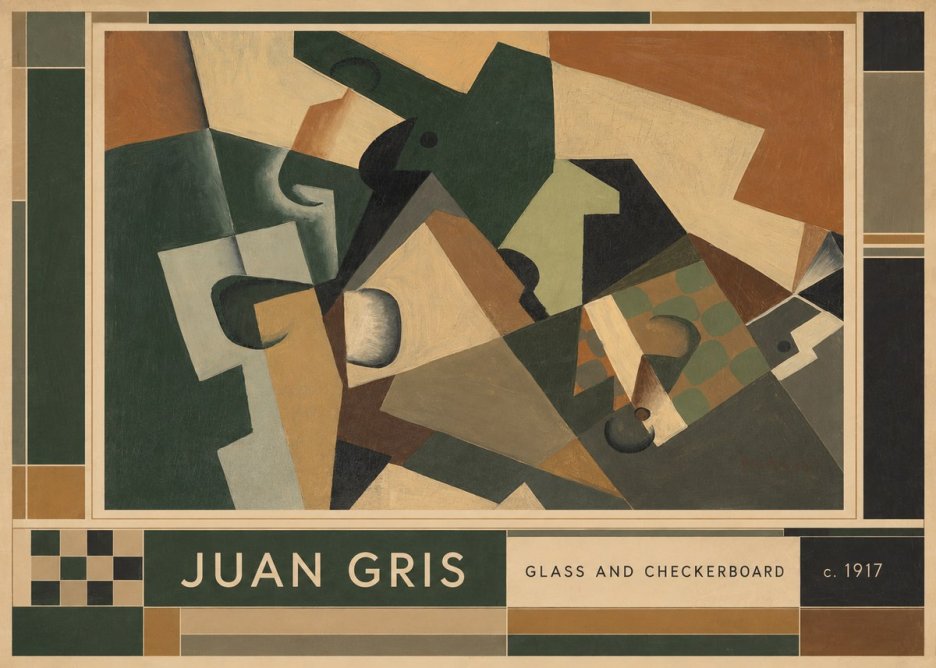Juan Gris Glass and Checkerboard No6 - Poster