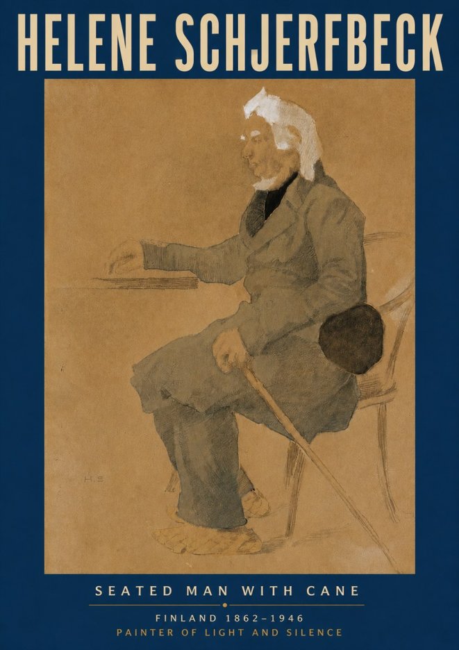 Helene Schjerfbeck Seated Man with Cane No5 - Poster