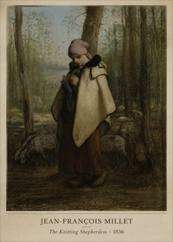 Jean-François Millet The Knitting Shepherdess · 1856 No5 - Poster