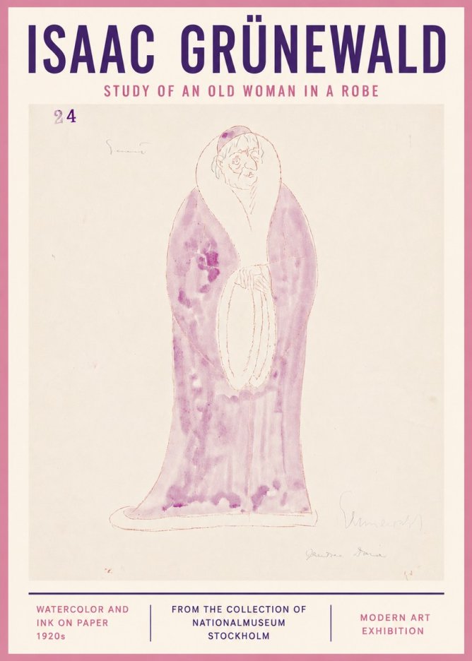 Isaac Grünewald Study of an Old Woman in a Robe No4 - Poster