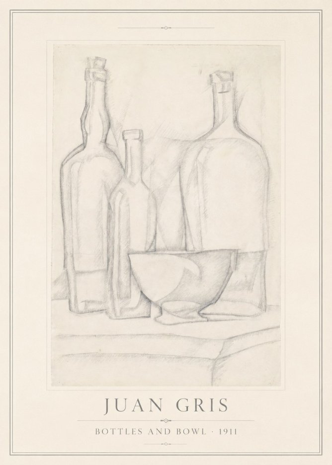 Juan Gris Bottles and Bowl No1 - Poster