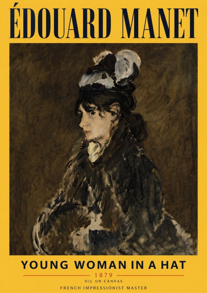 Édouard Manet Young Woman in a Hat I No6 - Poster