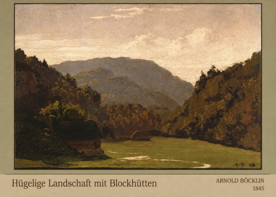 Arnold Böcklin Hügelige Landschaft Mit Blockhütten No3 - Poster