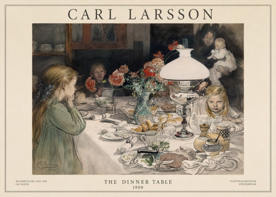 Carl Larsson The Dinner Table No1 - Poster