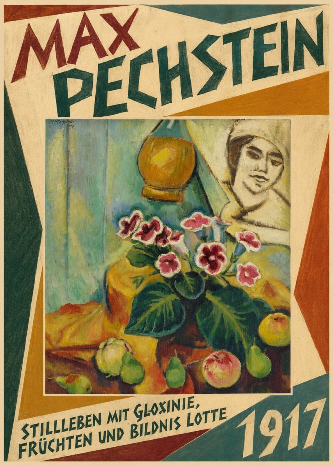 Max Pechstein Stillleben Mit Gloxinie, Früchten Und Bildnis Lotte No5 - Poster
