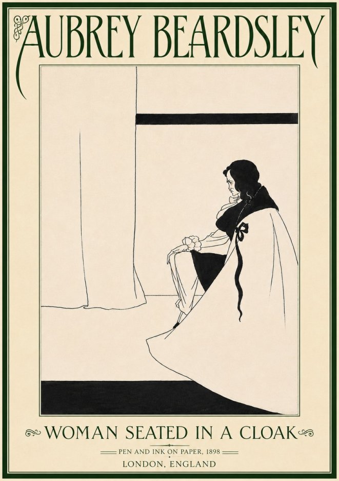 Aubrey Beardsley Woman Seated in a Cloak No6 - Poster