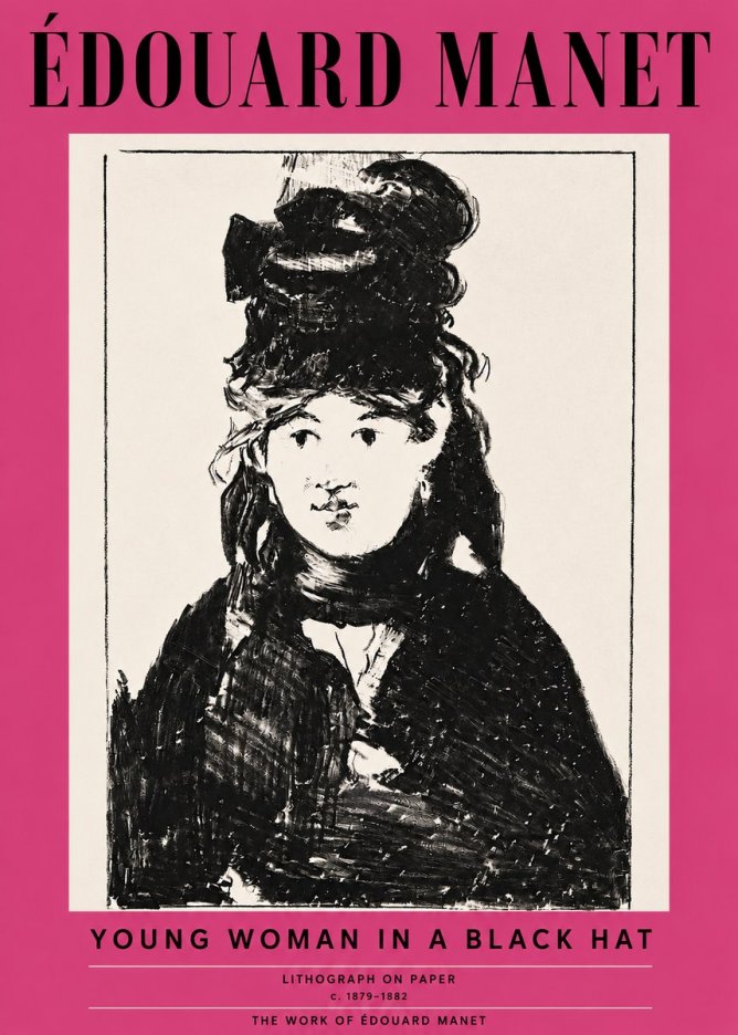 Édouard Manet Young Woman in a Black Hat II No3 - Poster