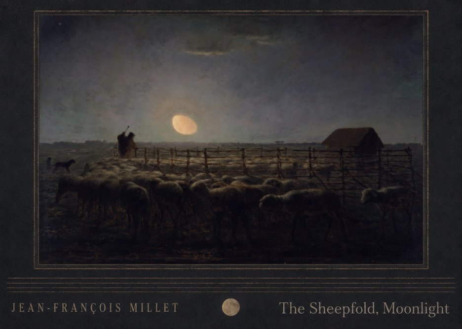 Jean-François Millet The Sheepfold, Moonlight No4 - Poster