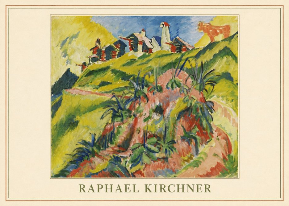 Raphael Kirchner Hillside Dwellings with Alpine Cow No4 - Poster