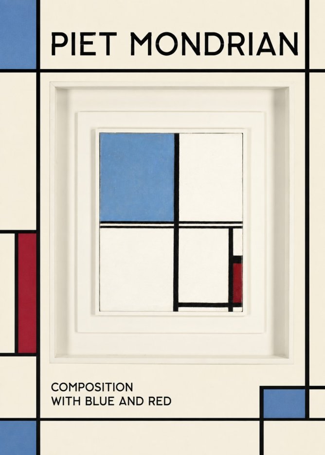 Piet Mondrian Composition with Blue and Red No1 - Poster