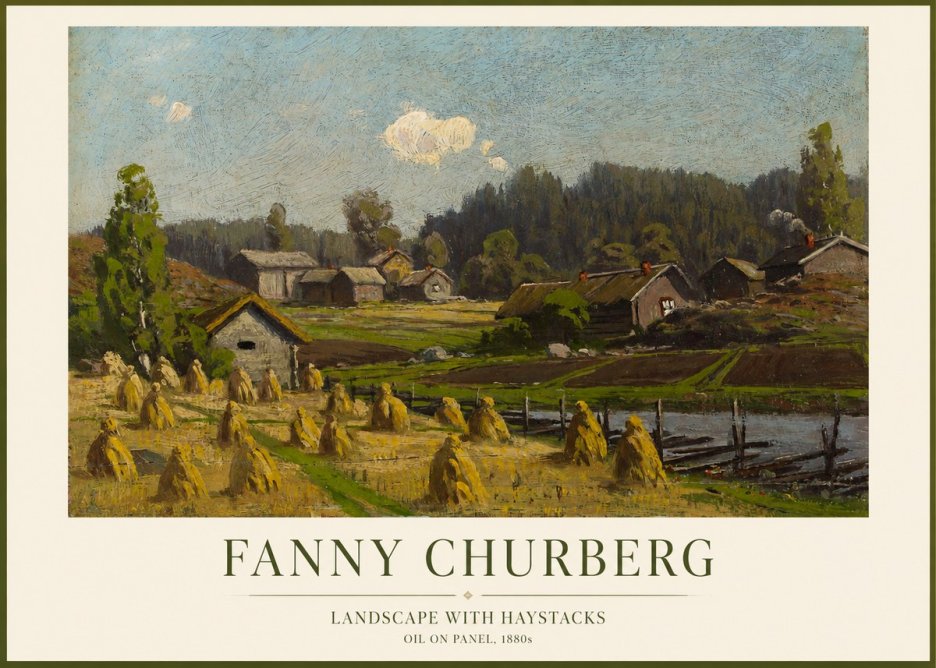 Fanny Churberg Landscape with Haystacks No1 - Poster