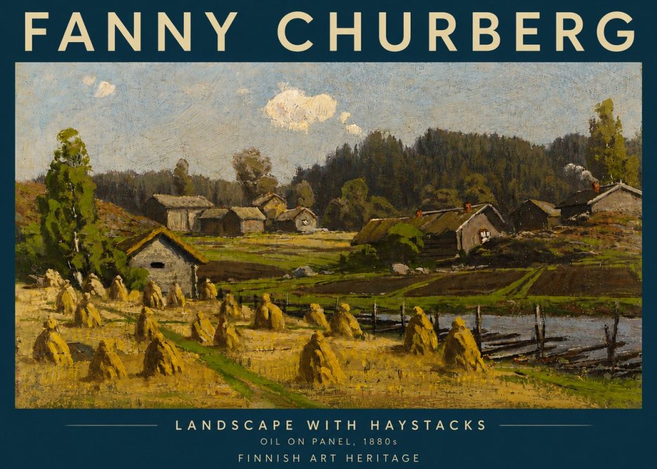 Fanny Churberg Landscape with Haystacks No5 - Poster
