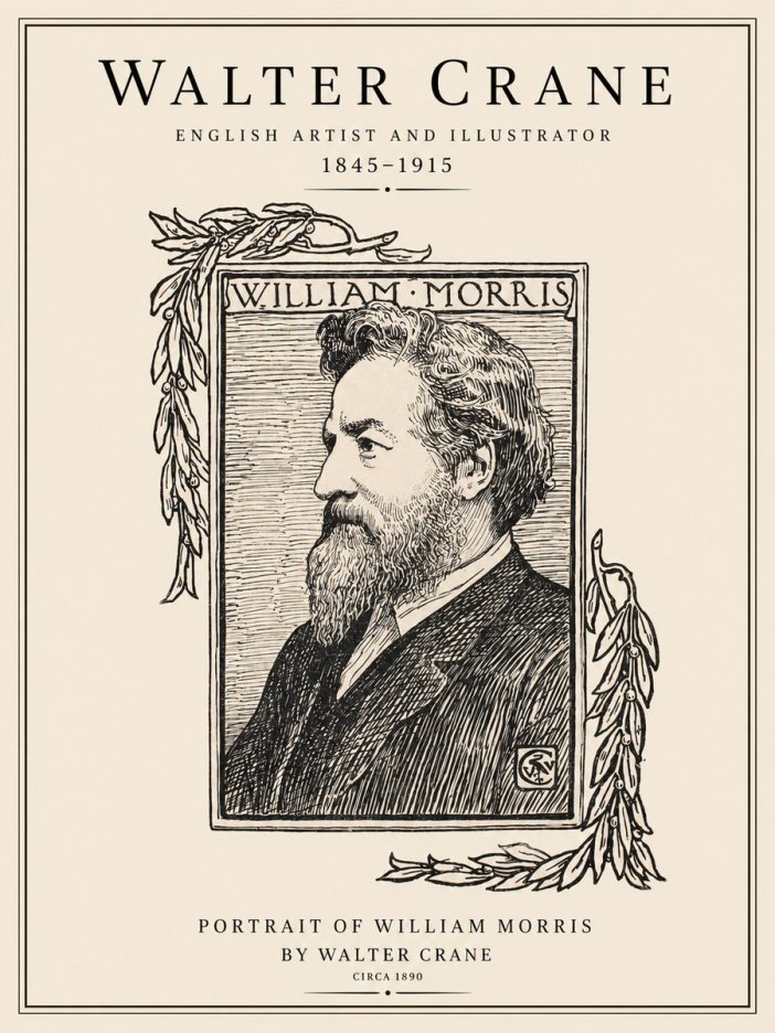 Walter Crane Portrait of William Morris No1 - Poster