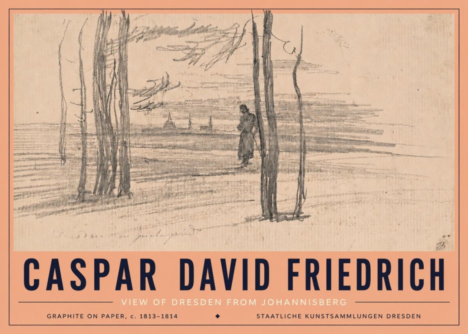 Caspar David Friedrich View of Dresden from Johannisberg No5 - Poster