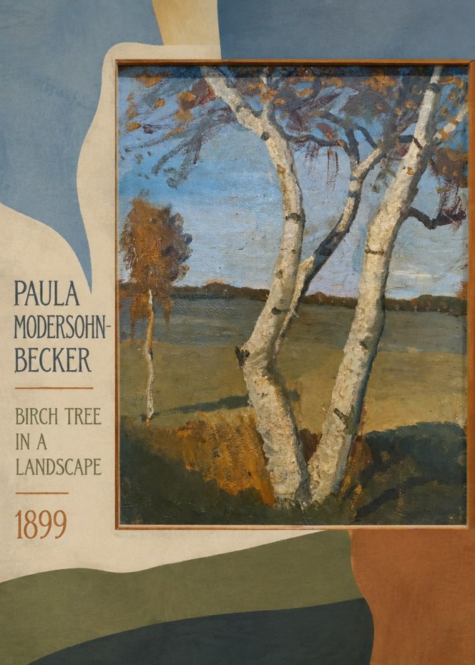 Paula Modersohn-Becker Birch Tree in a Landscape No4 - Poster