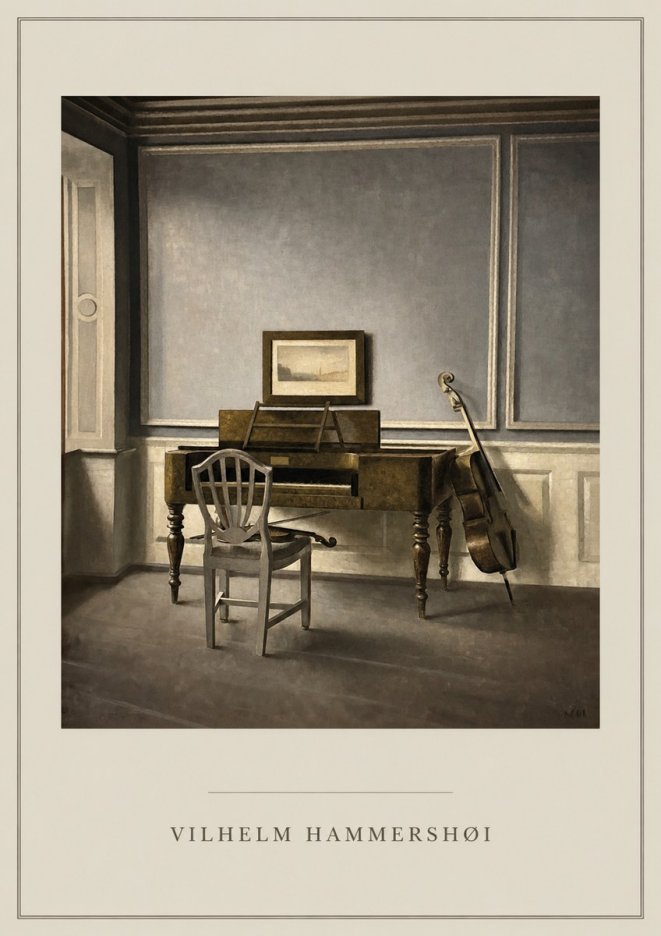 Vilhelm Hammershøi Interior with a Piano and a Cello No6 - Poster
