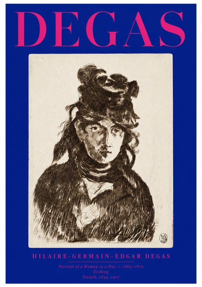 Edgar Degas Portrait of a Woman in a Hat No2 - Poster